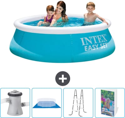 Intex Rond Opblaasbaar Easy Set Zwembad - 183 x 51 cm - Blauw - Inclusief Zwembadfilterpomp - Grondzeil - Ladder - Zwembadgids