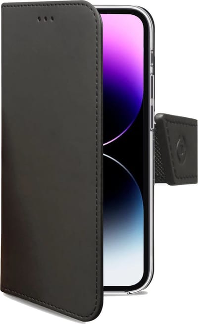 Celly Wally Bookcase Hoesje - Geschikt voor Apple iPhone 14 Pro Max - Kunstleer - Pasjeshouder - Zwart