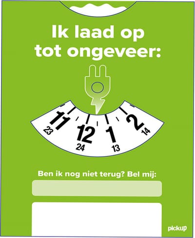 Pickup Parkeerschijf electrische auto opladen resterende laadtijd - 11x15 cm