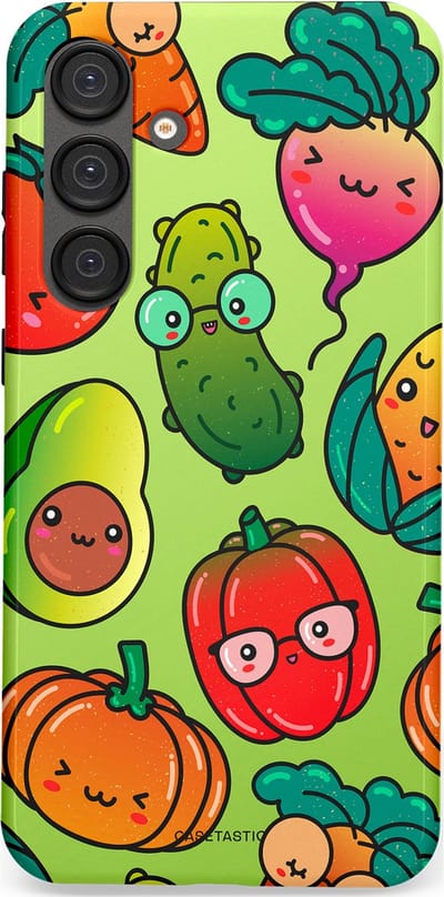 Casetastic Hoesje Geschikt voor Samsung S25 Plus - Stijlvolle Beschermende Duo-layer Case - Cartoon Groente Mix