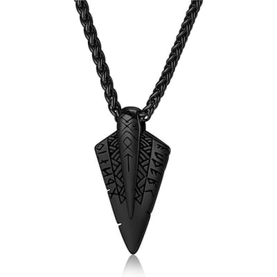 Noorse Mythologie Viking Symbolen Titanium Staal Ketting Niche Persoonlijkheid Trendy Mannen Cultureel Symbool Hanger black