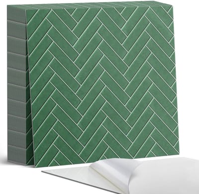 Coloray Plaktegels - Visgraatmotief op tegels Zelfklevende Tegels - 20 cm x 20 cm - Groente Plaktegels - 20 stuks - Vierkant PVC Tegels - Plaktegels Badkamer - Plaktegels Vloer - Vinyl Tegels Zelfklevend - Wandtegel Zelfklevend