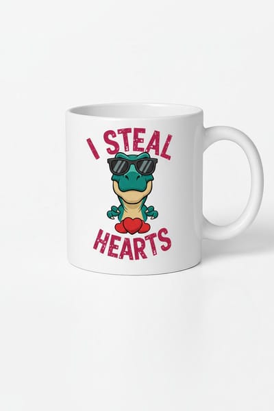 Unieke Dino Mok 'I Steal Hearts' met Coole Zonnebril - Grappig Cadeau Dinosaurus Liefde