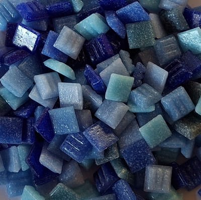 Mozaiek steentjes Glas Vierkant 1x1 cm Blauw mix 300 gram