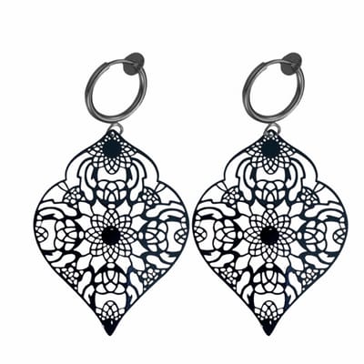 Klem oorbellen -zwart- filigraan-geen gaatje-Charme bijoux
