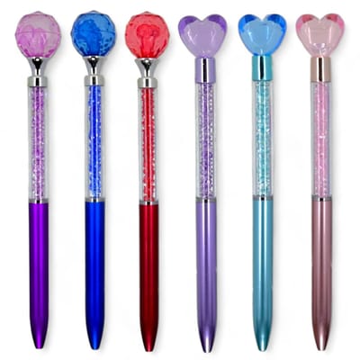 Dailygoods- Diamantbalpen Elegant - Acryl-kristalsteenpen - Zwarte inkt - 16,5 cm - Lichtgewicht - Duurzaam design - Schrijfpennen