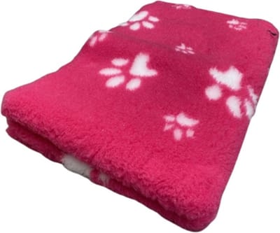 Vetbed - Hondendeken - Dierenmat -  Fuchsia Met Witte Voetprint Latex Anti-Slip 150x100cm - Machinewasbaar