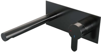 Brauer Gunmetal Edition Inbouw Wastafelmengkraan met Rechte Uitloop en Afdekplaat Model D1 Gunmetal Geborsteld PVD