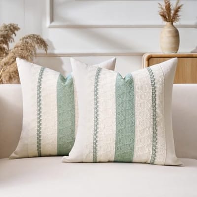 Set van 2 sierkussenslopen 50x50 cm - Saliegroen katoen-linnen