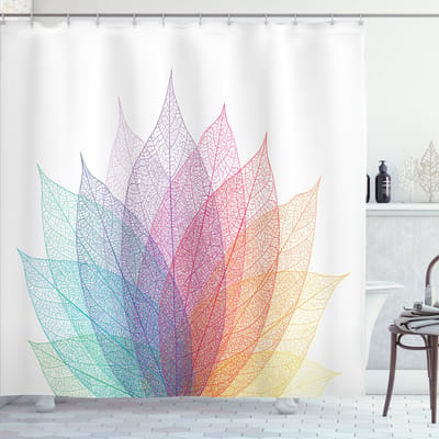 New Bed, Abstract Kunst van delicate bladeren Douchegordijn Badkamer Decor Set met Haakjes, 180 cm B 200 cm L