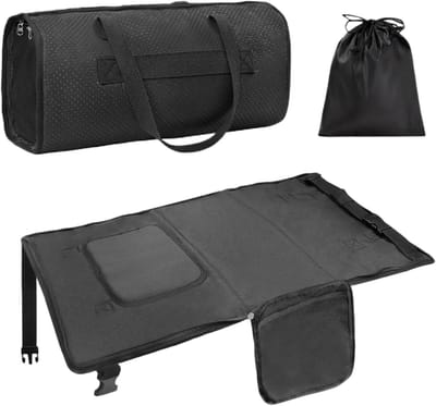 Reisbed Peuter - Vliegtuig Stoelverlenger - Comfortabel Reizen - Antislip Stabiliteit - 30 x 17 inch - Zwart