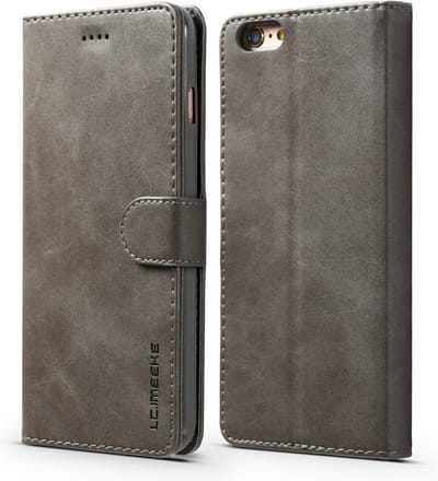 LC.IMEEKE Luxe Book Case - Geschikt voor iPhone 6 / iPhone 6s Hoesje - Grijs