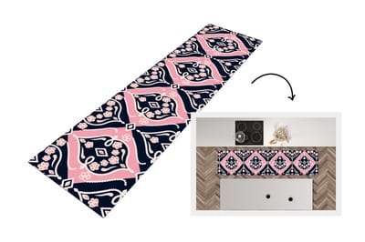 Keukenloper - Loper keuken - Bloemen - Roze - Ornament - Design - 200x50 cm - Keukenloper vinyl