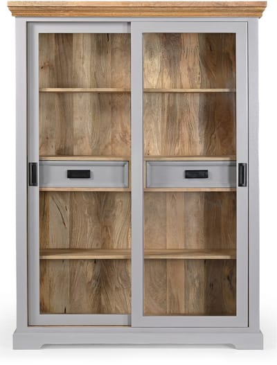 Alpinist-Highboard - 2 Glasdeuren 2-laden - Grijs
