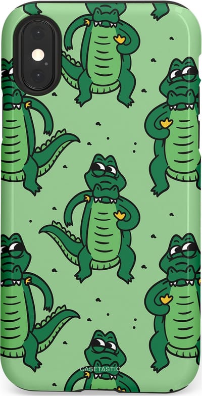 Casetastic hoesje geschikt voor Apple iPhone X / Apple iPhone XS - Dubbellaagse bescherming - Kroko dans - Fashion Case - Mintgroen