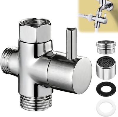 3-Weg Verdeelventiel voor Douche en Keuken, Messing T Adapter, Waterkraan Schakelventiel, Hoogwaardige Kranen voor Badkamer en Keuken, Duurzaam en Betrouwbaar