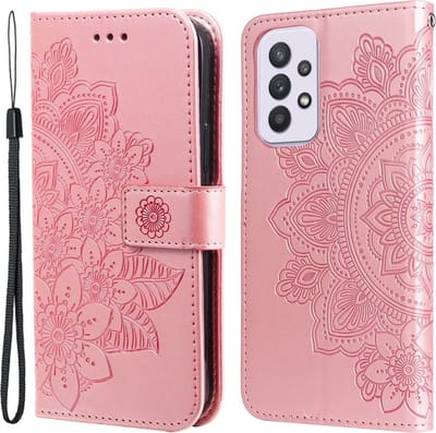 Coverup Hoesje - Geschikt voor Samsung Galaxy A33 Hoesje - Coverup Mandala Bloemen Book Case - Rose Gold