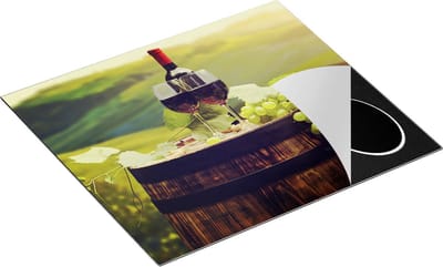 Chefcare Inductie Beschermer Wijn met Druiven op een Vat in Toscane - 60x50 cm - Afdekplaat Inductie - Kookplaat Beschermer - Inductie Mat