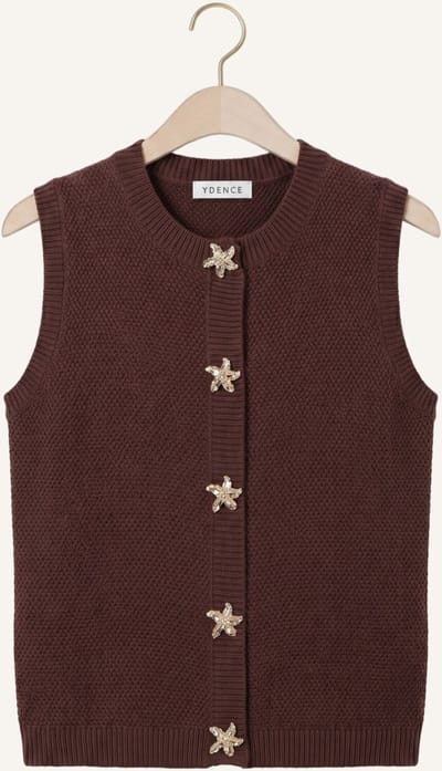 Ydence Knitted Top Mona Tops & T-shirts Dames - Shirt - Bruin - Maat XS