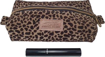 Toetie & Zo - Handgemaakte Makeuptas - Leer - Print - Bruin - Roletui - Toilettas - Etui