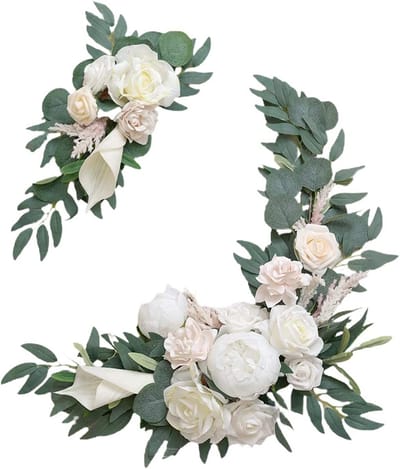 Bloemdecoratie Set voor Bruiloft Welkomstbord en Boog Decoratie - Kunstbloemen Swag in Wit