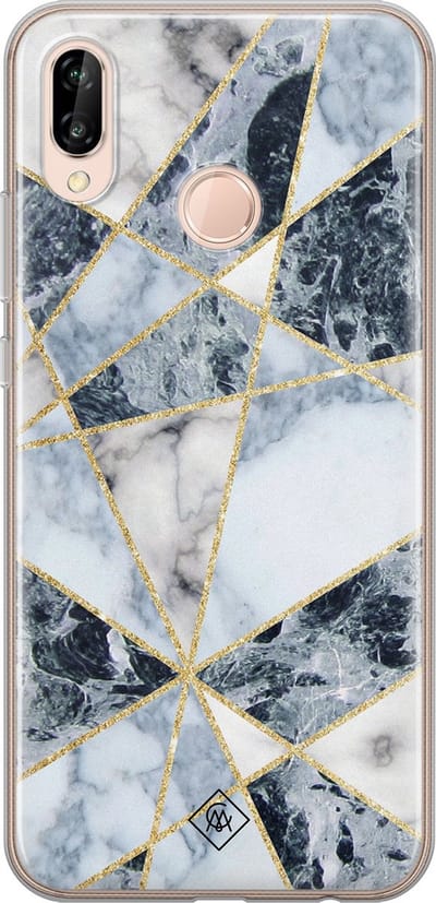 Casimoda® hoesje - Geschikt voor Huawei P20 Lite (2018) - Marmer Blauw - Siliconen/TPU - Soft Case - Blauw - Marmer