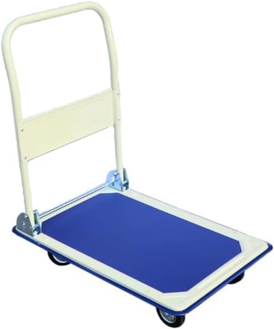 Platformwagen Inklapbaar - Transportkar Staal - Zware Lasten Verplaatsen - Antislip Oppervlak - 150 KG Draagkracht - Blauw Grijsgeel