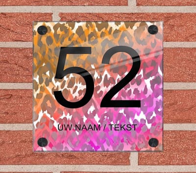 Naambordje voordeur plexiglas 25x25x0,5 cm met mat zwart afstanhouder model 1151 - Huisnummerbordje, naambordjes, naambordje huis, naamplaatjes, huisnummer bordje, originele naambordjes voordeur, huisnummerbord met naam, originele huisnummer bord