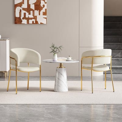 BLACKCOLORS 2 moderne stoelen met schuine poten, verstelbare poten en corduroy bekleding, ideaal voor de woonkamer, open kantoren, eetkamer (beige)