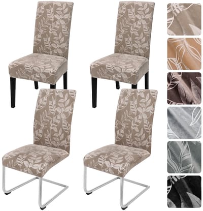 Set van 4 fluwelen stoelhoezen, elastische stoelhoezen, kantelstoelen, hoezen voor stoelen, afneembaar, voor eetkamer, keuken, restaurant, hotel, banket (lichtbruin)