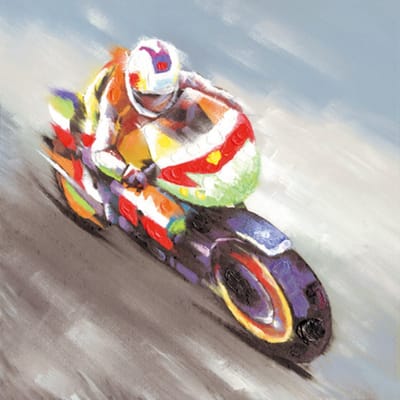 Allernieuwste.nl® Canvas Schilderij Motorracer Abstract Motorsport - Kunst aan je Muur - Abstract Modern Graffiti - kleur - 60 x 60 cm