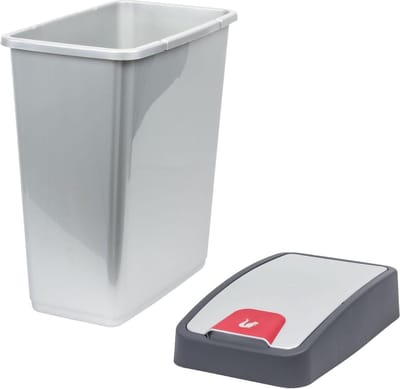 Premium afvalbak vuilnisbak met klepdeksel soft-touch 10 l - Magne lichtzilver - content in html pedaalemmer 50 liter