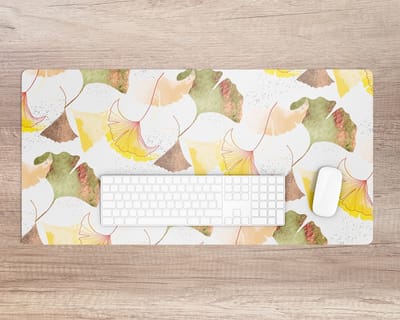 Coloray Bureau Onderlegger - Ginkgo bladeren Onderlegger Bureau - 90 cm x 45 cm - Geel Bureau Onderlegger - Bureau Onderlegger Groot - Bureau Onderlegger XXL - Computer Mat - Bureau Pad