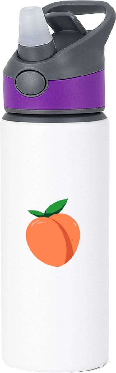 Hacebo® - Perzik waterfles met rietje paars - Fruitschaal - fruit liefhebbers - Fluweelfruit - vrucht - water fles - 650ML