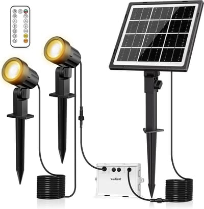 Solar schijnwerper met afstandsbediening - 2 stuks - IP66 waterdichte lampen - zonne-energie - buitenverlichting - dynamische modi - helderheidsniveaus instelbaar - 2700 K-6000 K - tuinverlichting tuinverlichting op zonneenergie