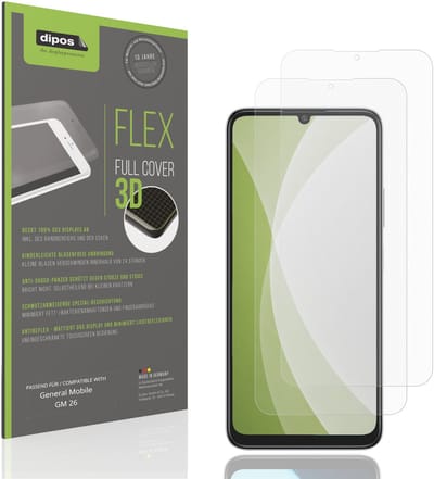 dipos FLEX – 2x Matte Screenprotector geschikt voor General Mobile GM 26 | Volledige Schermbescherming | Case-Friendly