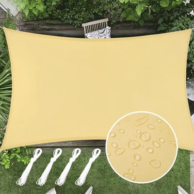Qelus 300x200cm Waterdicht Schaduwdoek Rechthoek - 160g/m² Oxford Zonnescherm met PU-Coating - 95% UV-Bescherming Zonnezeil voor Buiten, Tuin en Terras - Inclusief Bevestigingstouw