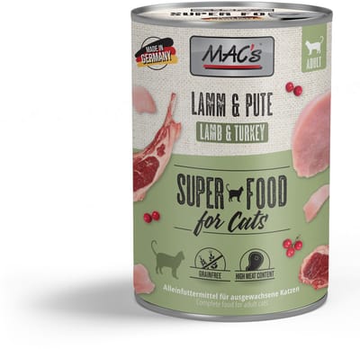 MAC's Kattenvoer Natvoer Blik - 95,8% Lam & Kalkoen - 6 x 400g