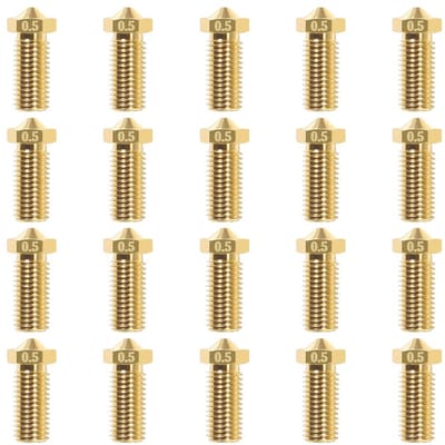 3D printer reserveonderdelen - 3D Printer Nozzles - 20-delige 0,5mm Vulkanische Messing Nozzles, Geschikt voor V5/V6 3D Printers