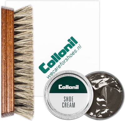 Collonil schoenpoets | Schoenpoets set | Shoe cream | Borstel | Poetsdoek | Kleur: Donkerbruin