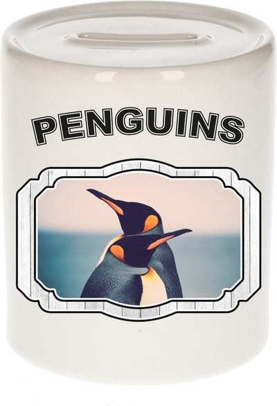 Dieren liefhebber pinguin spaarpot 9 cm jongens en meisjes - keramiek - Cadeau spaarpotten pinguins liefhebber