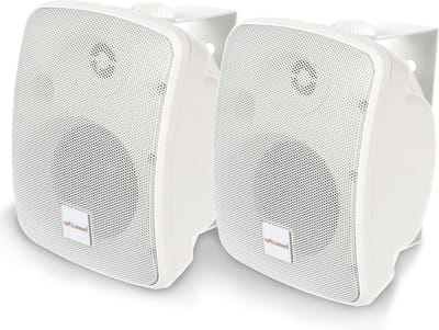 Artsound ASW65.2, Set van 2 waterdichte luidsprekers, 2-weg hifi luidspreker, 20-140 watt, met muurbeugel voor wandmontage, geschikt voor binnen en buiten, terras, tuin, sauna, zwembad, badkamer, kleur: wit