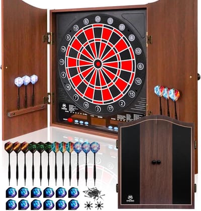 Elektronisch Dartbord - Dartspel - Thuis Competitie - Incl. 12 Darts - 31 x 31 x 51 cm - Zwart