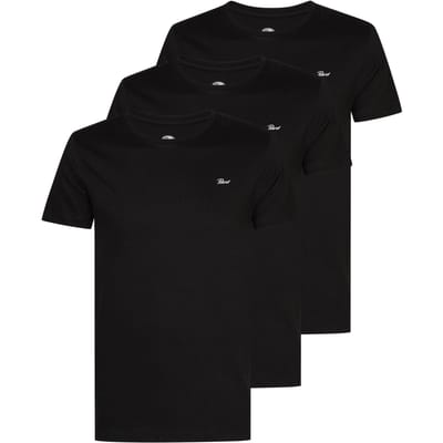 Petrol Industries Heren T-shirts 3-Pack - Ronde Hals - Korte Mouw - Katoen - Regular Fit - Multipack van 3 stuks - Zwart - Maat S