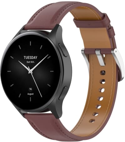 By Qubix - Luxe leren bandje - Donkerbruin - Geschikt voor Xiaomi Mi Watch / Geschikt voor Xiaomi Watch 2 / Geschikt voor Xiaomi Watch S1 / S2 / S3 / S4 (47mm)
