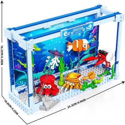 391 STUKS Aquarium Bouwstenen Speelgoed Assembleer Puzzel Stenen Speelgoed Sets Ideaal Voor Kinder Bureau Decoratie Cadeaus blue