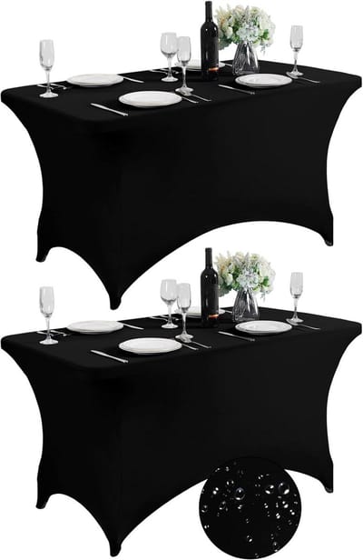 2x Waterdicht Elastisch Tafelkleed voor Ronde en Vierkante Tafels 4FT - Zwart