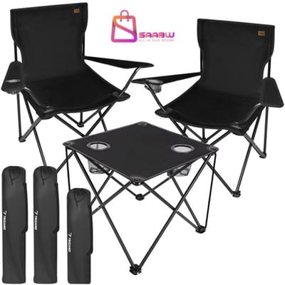 Kampeerset 3-delig – 2 opvouwbare visstoelen & tafel – kampeerstoel – kampeertafel – opvouwbare kruk – Buiten, vissen en kamperen - 55493