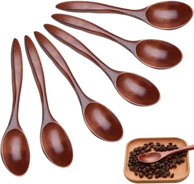 Set van 6 Natuurlijke Houten Lepels voor Honing en Koken - Keukenaccessoires voor Thee, Koffie en Chocolade