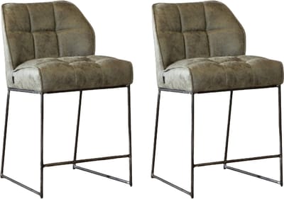 Bronx71® Industriële barkruk Abel olijfgroen 70 cm - barkrukken set van 2 - barstoel